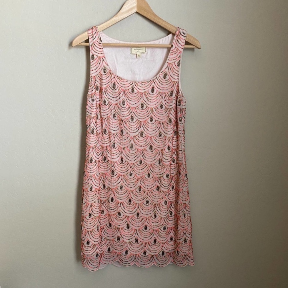 Anthro Moulinette Soeurs Pink Beaded Dress Size 2